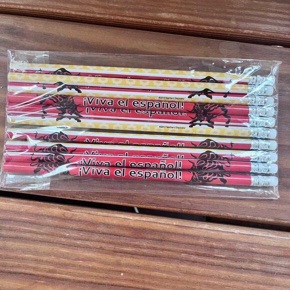 Viva El Espanol Spain Toro Bull Red Yellow Pencils (8) (S399) - Picture 3 of 3